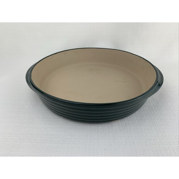 PAMPERED CHEF STONEWARE Family Heritage‎ Forest Green 11" ROUND DEEP BAKING DISH - Picture 1 of 7